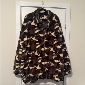 SHEIN Brown Camouflage Teddy Jacket